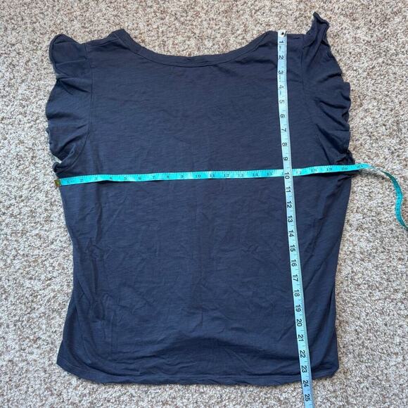 LOFT Dark Navy Blue flutter sleeve, Scoop neck blouse/shirt, size Women's XL - Picture 5 of 8